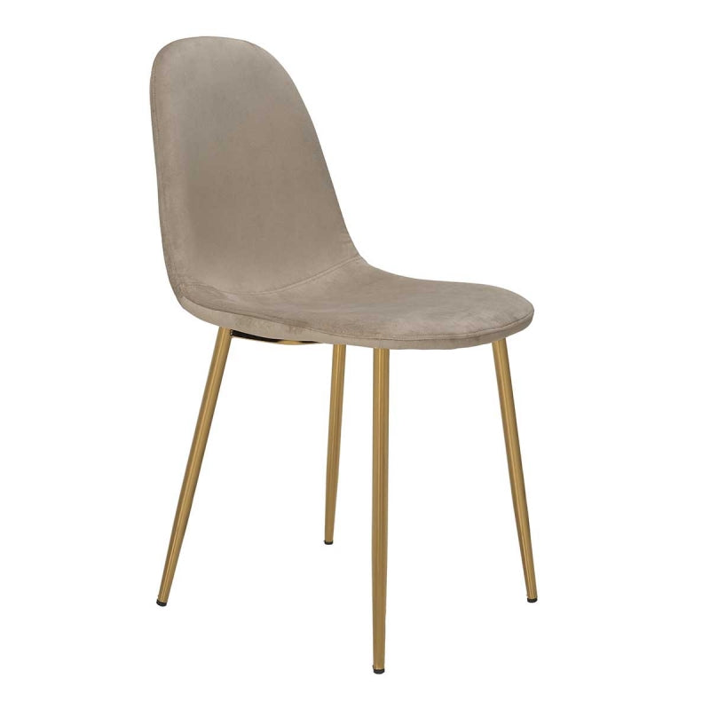 Silla de comedor patas doradas terciopelo beige Mery