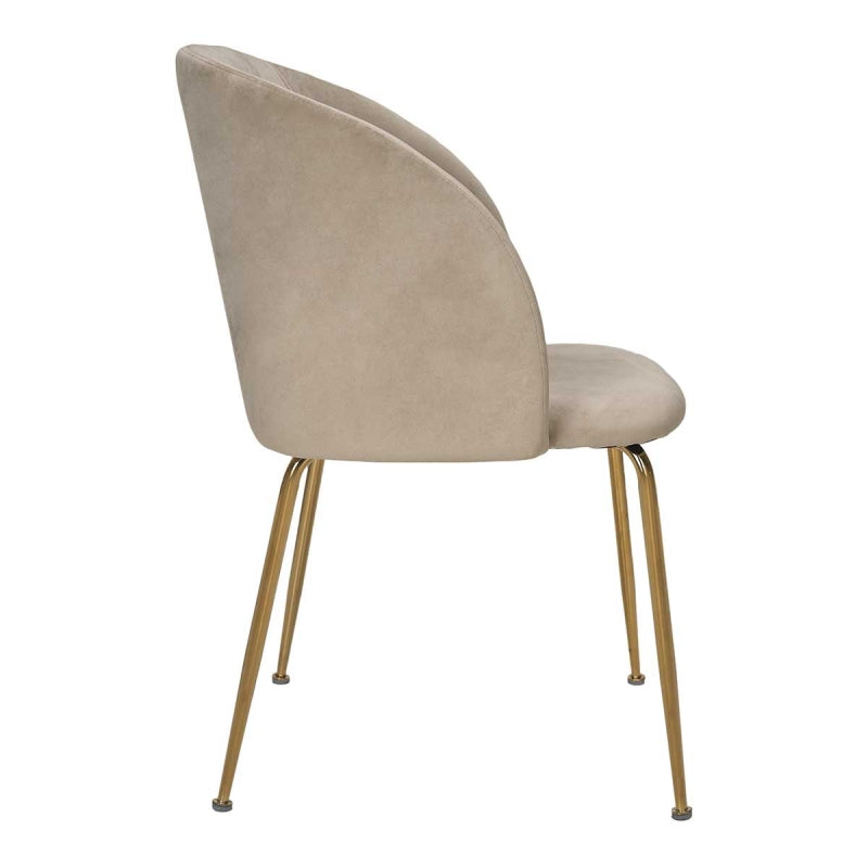 Silla de comedor reposabrazos patas doradas terciopelo beige Klark