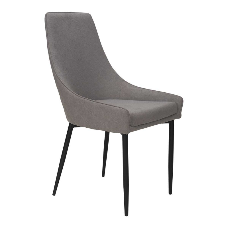 Chaise de salle à manger pieds noirs tissu tchèque gris