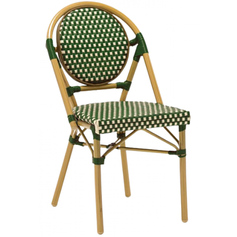 Cadeira parisiense de vime sintético Denis verde