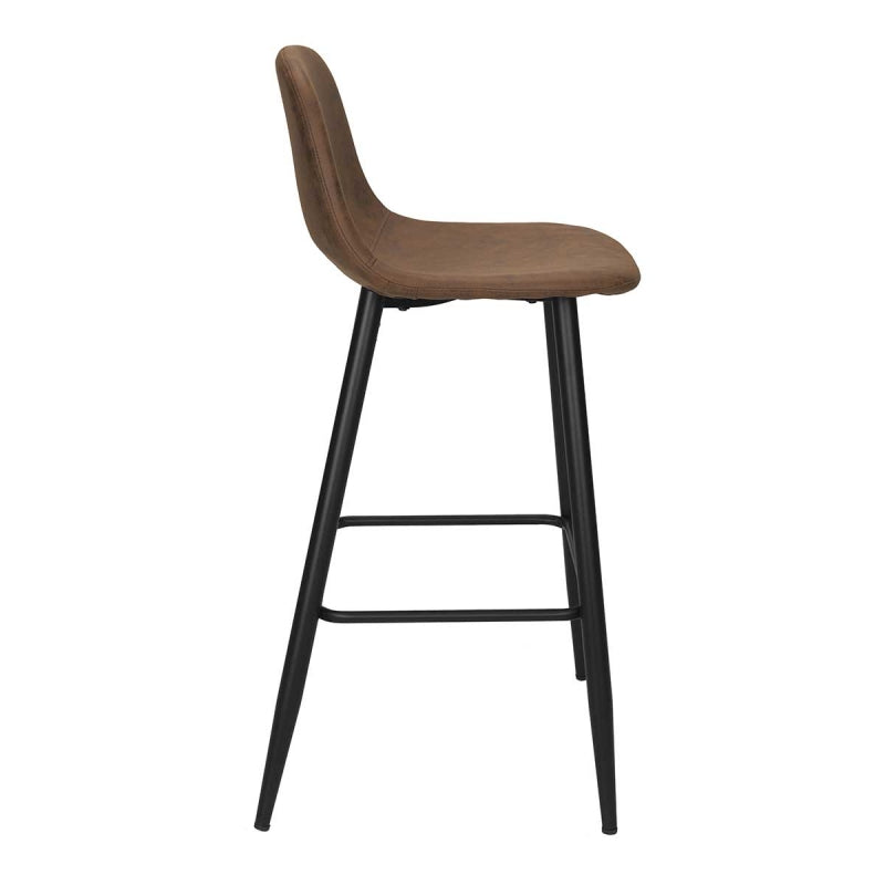 Tabouret de bar vintage en microfibre marron Brain