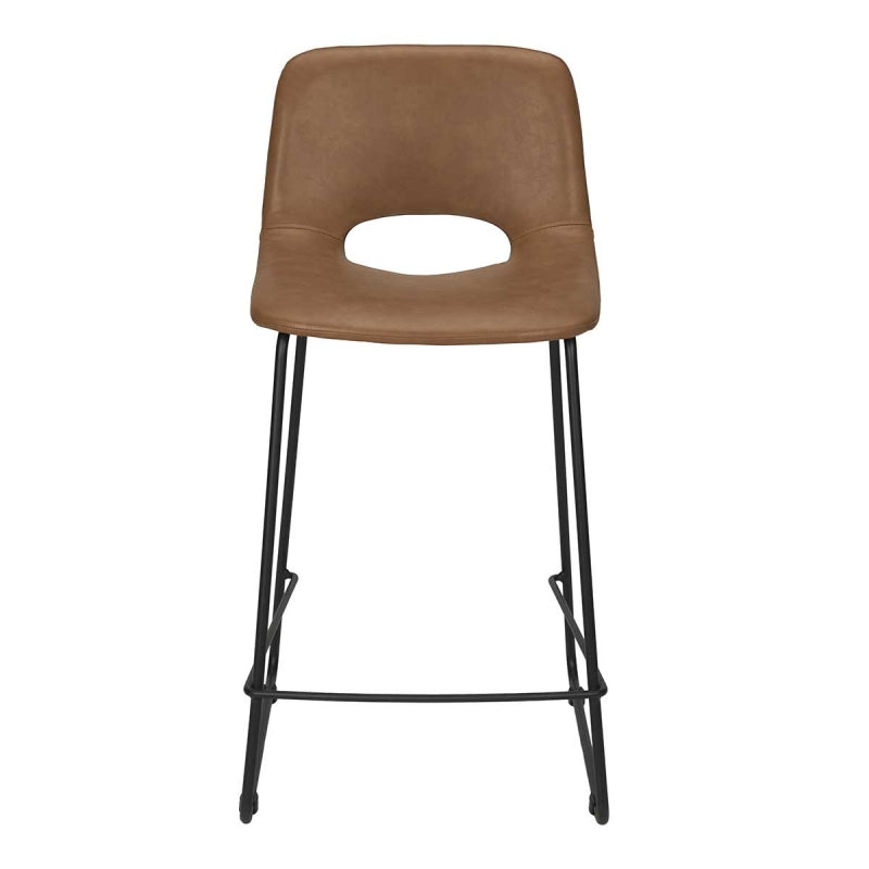 Tabouret de bar semi-cuir camel H65 Medina