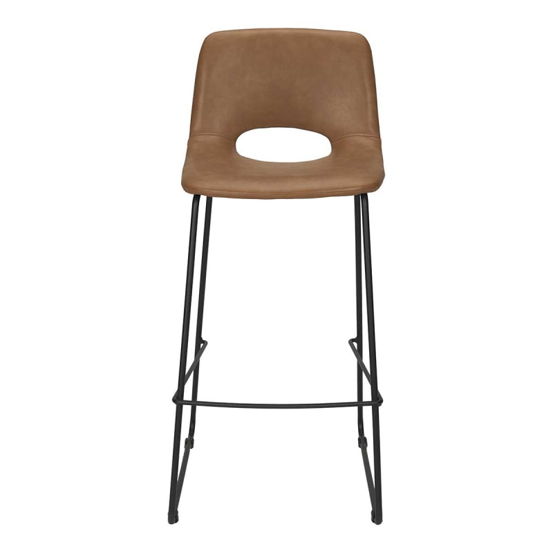 Tabouret de bar semi-cuir camel H75 Medina