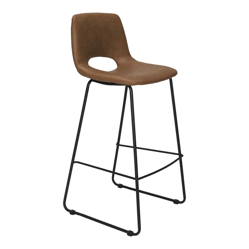 Tabouret de bar semi-cuir camel H75 Medina