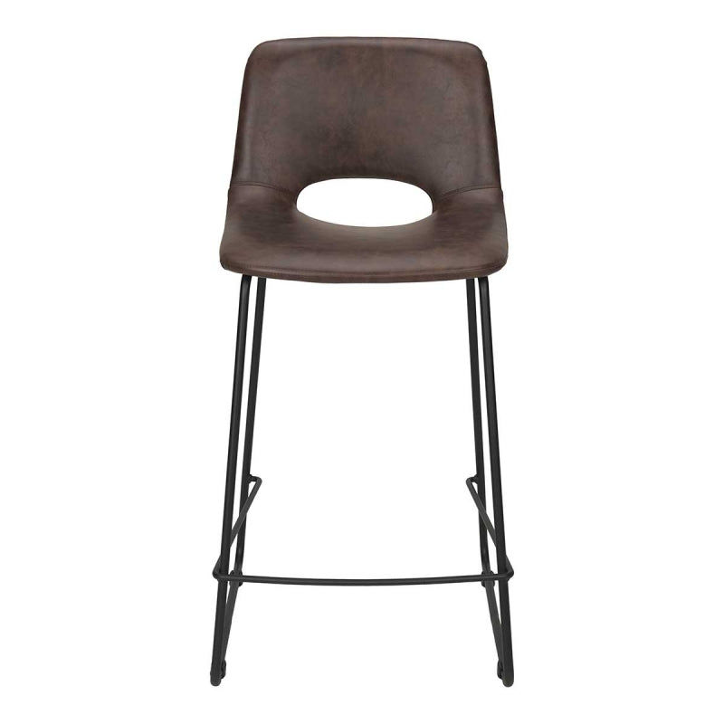 Tabouret de bar H65 Medina en semi-cuir marron