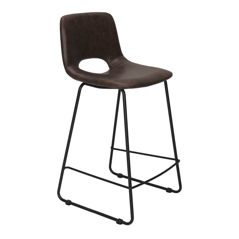 Tabouret de bar H65 Medina en semi-cuir marron