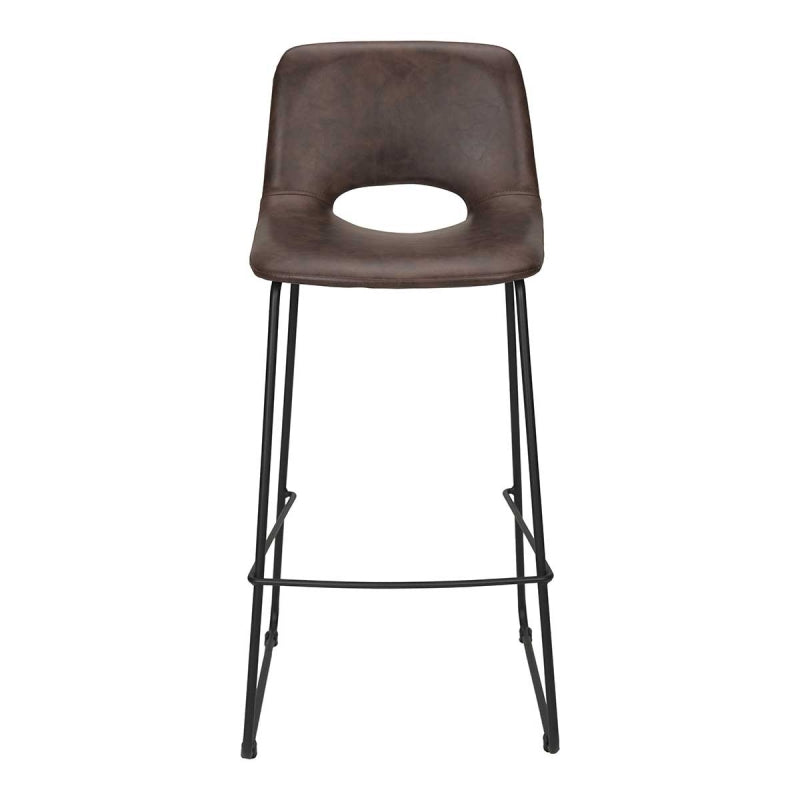 Tabouret de bar H75 Medina en semi-cuir marron