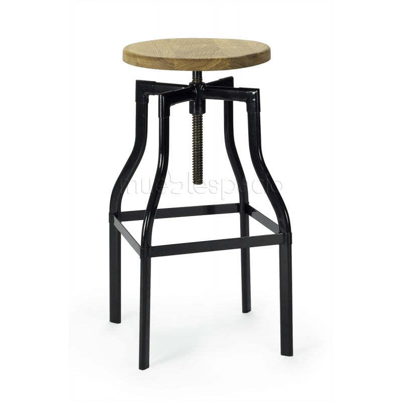 Tabouret Vintage Screw bois noir H62