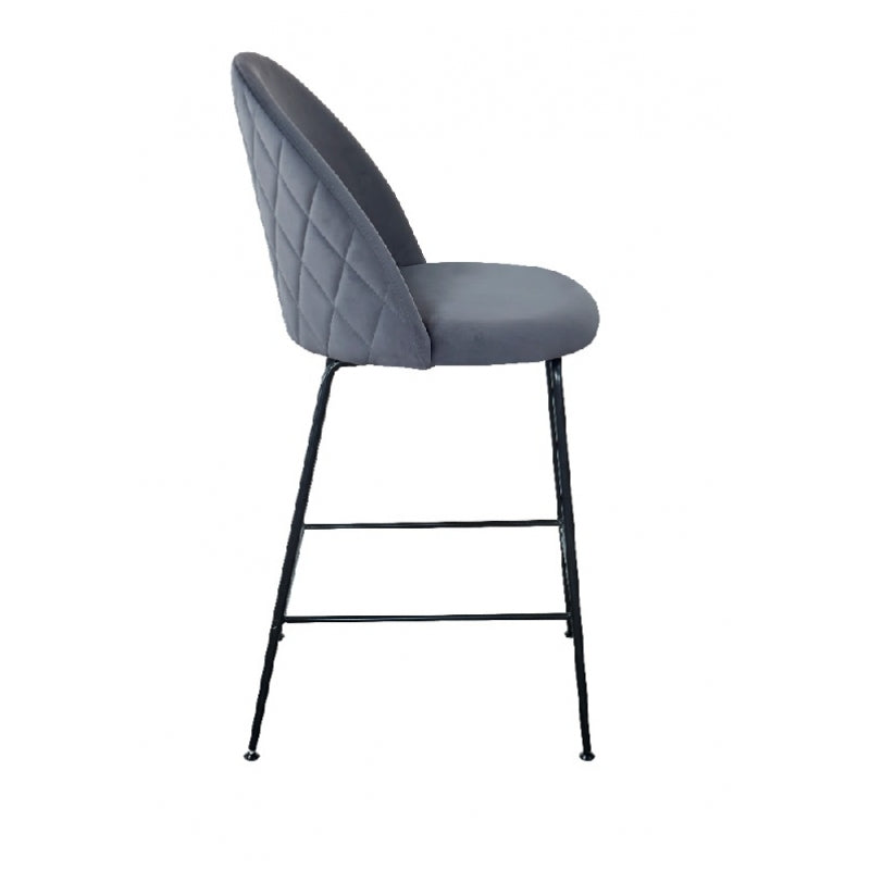 Tabouret de bar Rosi en velours gris graphite H75 cm