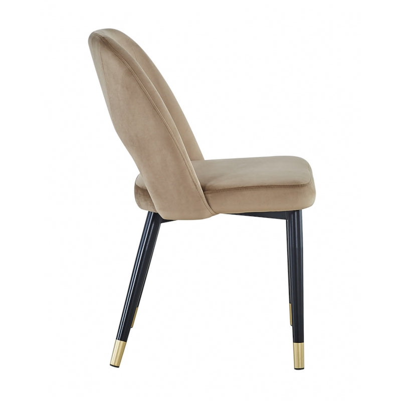 Chaise de salle à manger en velours beige Tinna