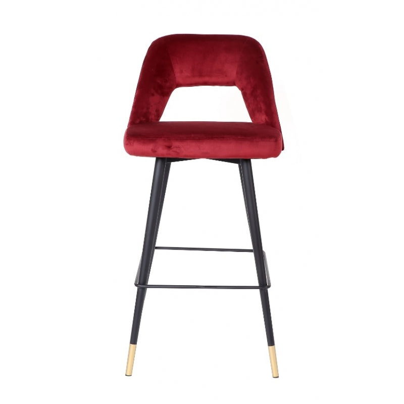 Tabouret de bar en velours Tinna Garnet