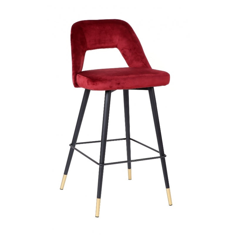 Tabouret de bar en velours Tinna Garnet